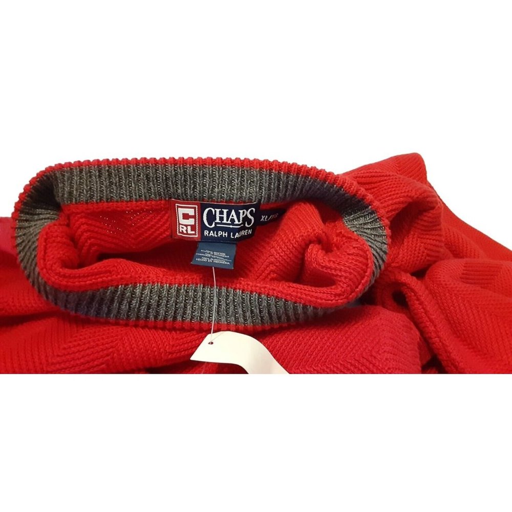 Vintage Chaps Ralph‎ Lauren Mens XL Red Pullover Sweater Crew Neck Cotton… - Picture 5 of 7
